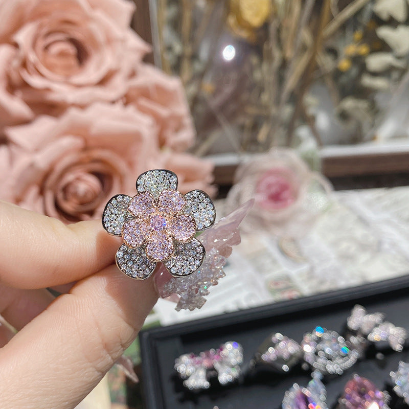 Pink zircon ring plated with 18K gold