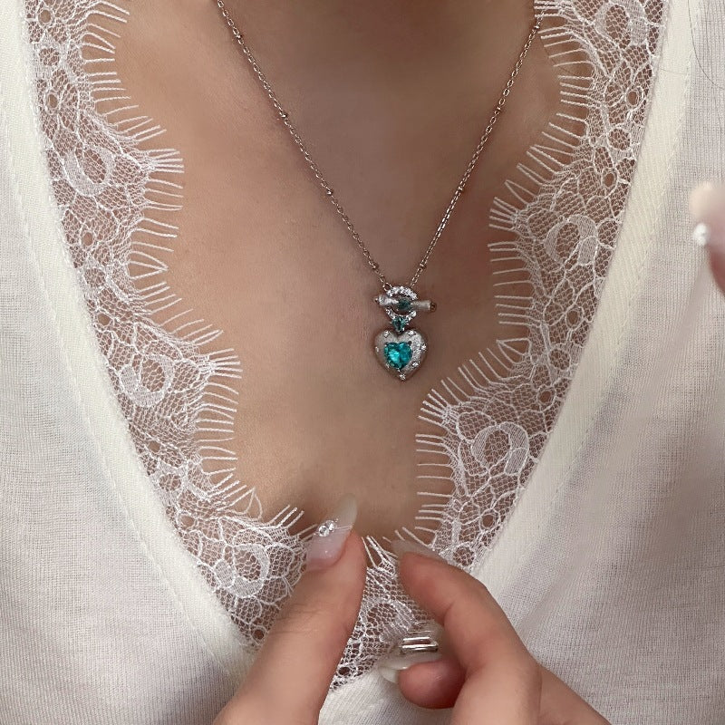 Pallai Ba Zircon Love Ring Necklace Earrings Set