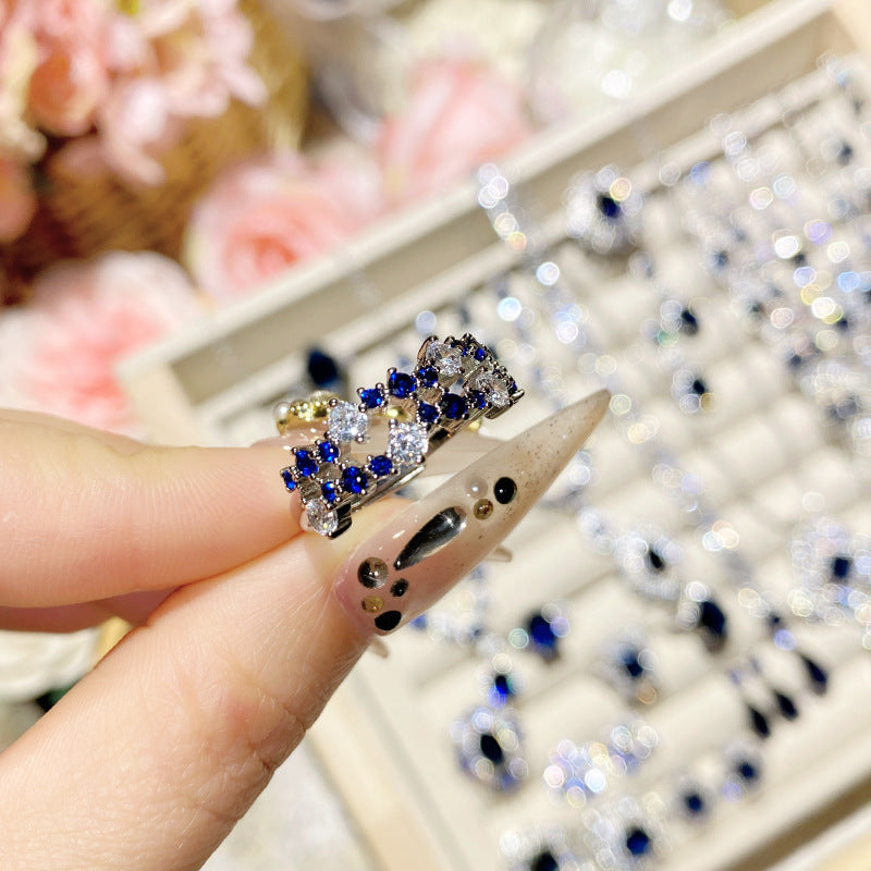 Imitation natural sapphire gold-plated studded ring earrings necklace bracelet