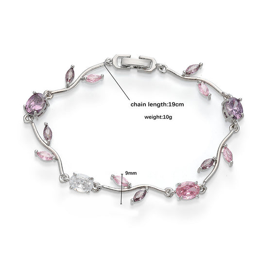 Branches and leaves tourmaline colored gemstones Candy-colored Lily of the Valley bracelet
