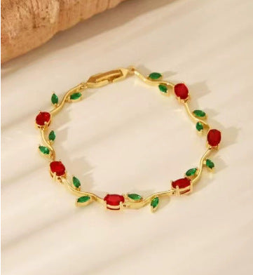 Branches and leaves tourmaline colored gemstones Candy-colored Lily of the Valley bracelet