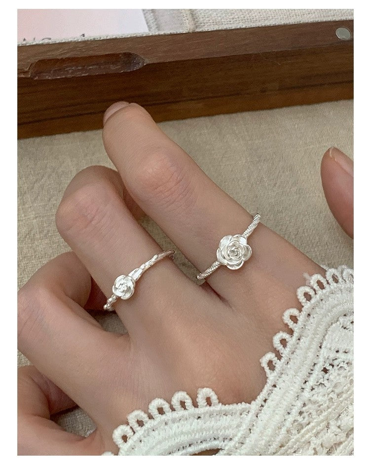 S925 sterling silver rose flower ring