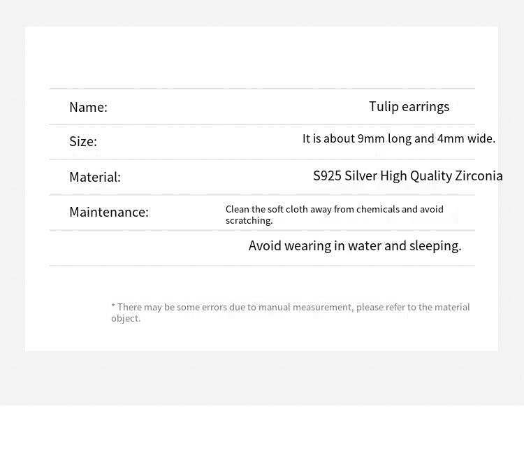 S925 sterling silver tulip earrings