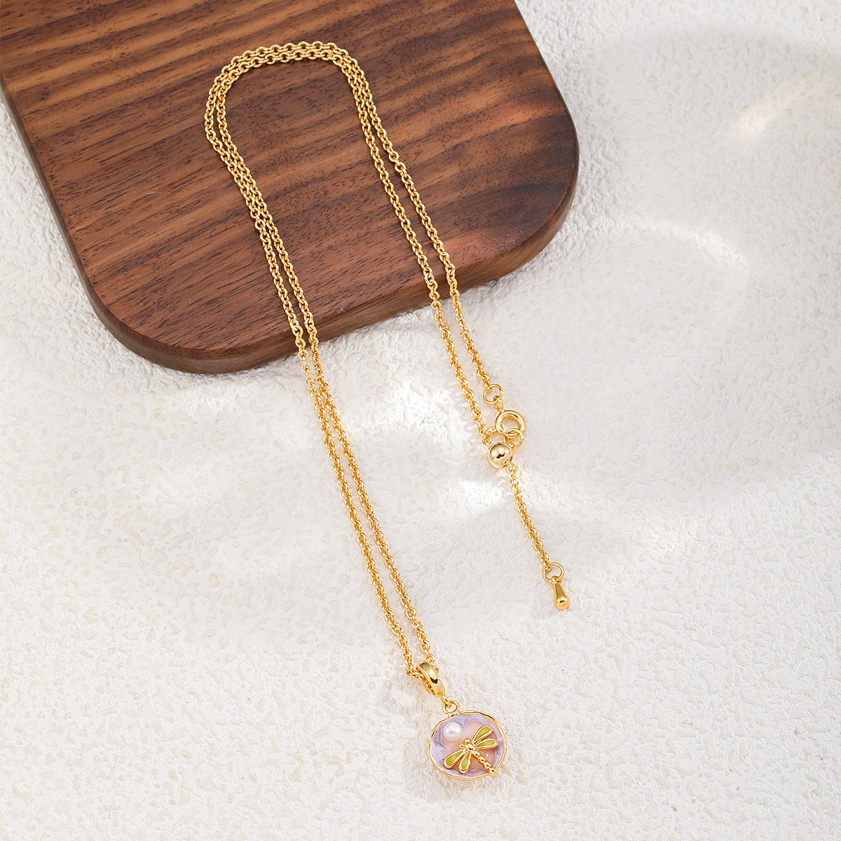 Copper-plated 18k gold oil painting pearl necklace