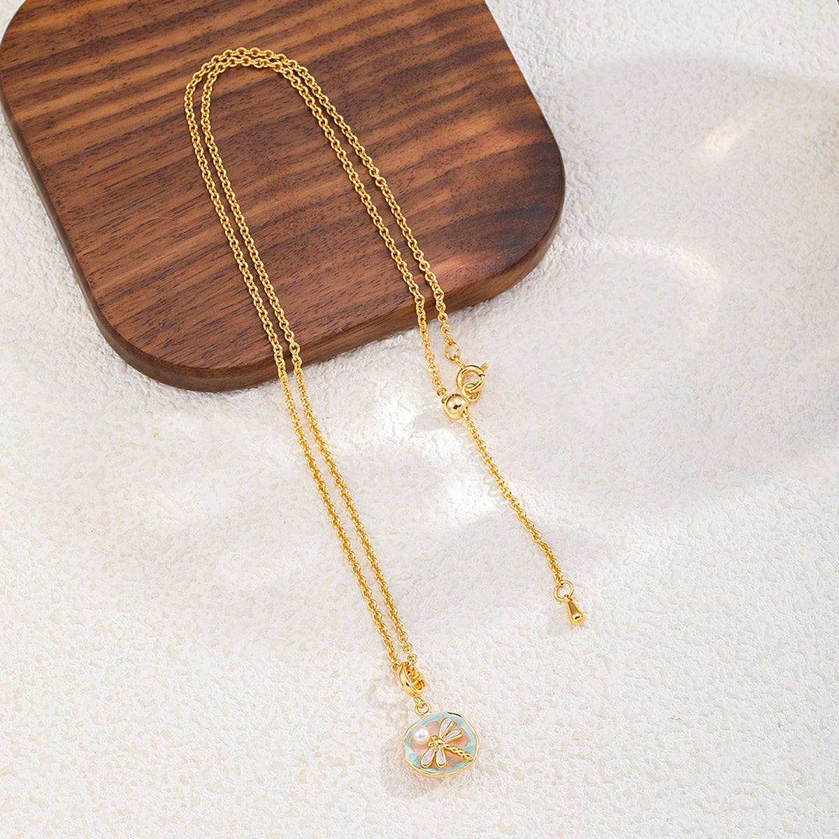 Copper-plated 18k gold oil painting pearl necklace