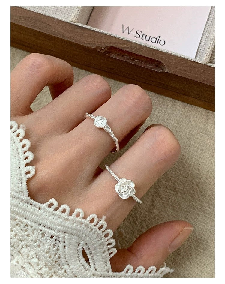 S925 sterling silver rose flower ring
