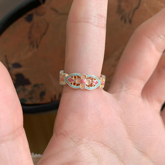 フットシルバー999スターリングシルバーエナメルリング