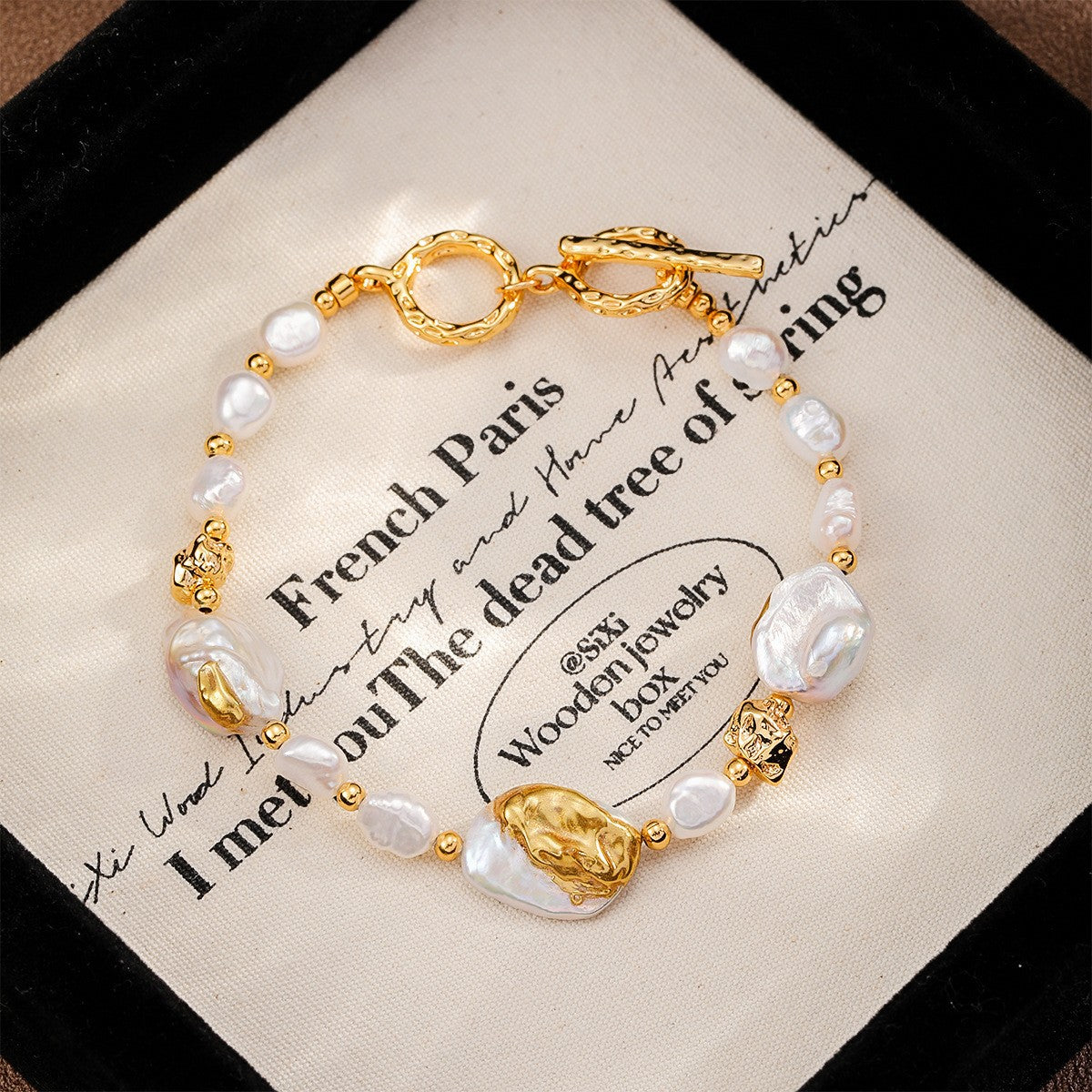 Copper plated 18k gold natural pearl bracelet does not fade.