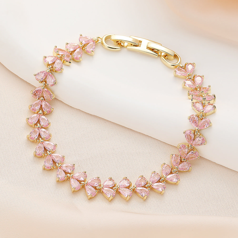 High quality zircon flower oval bracelet