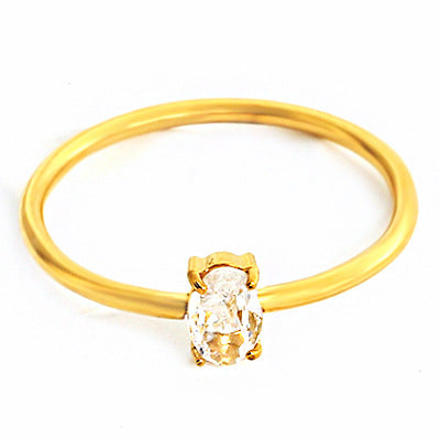 Stainless steel ring color zircon electroplating 18K gold.