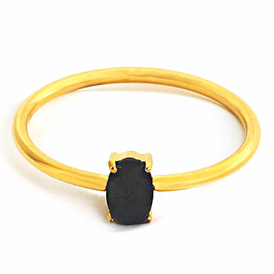 Stainless steel ring color zircon electroplating 18K gold.