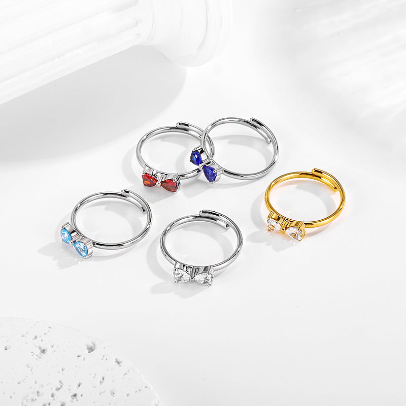 Stainless steel bow adjustable titanium ring does not fade