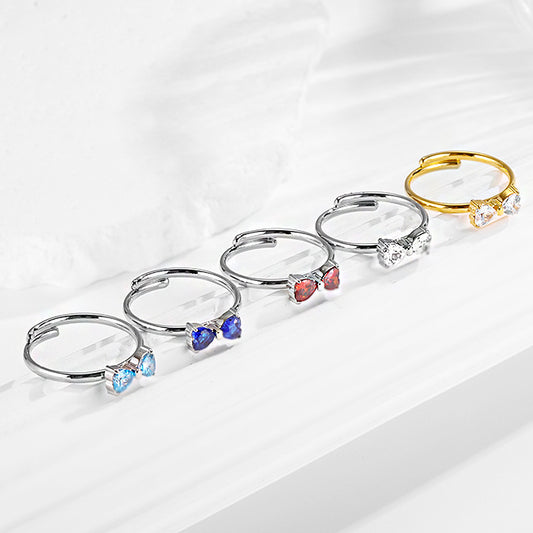 Stainless steel bow adjustable titanium ring does not fade