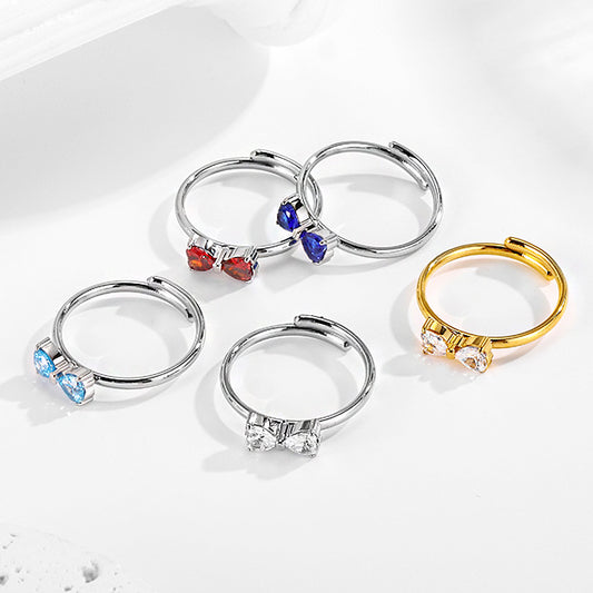 Stainless steel bow adjustable titanium ring does not fade