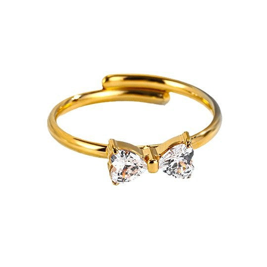 Stainless steel bow adjustable titanium ring does not fade