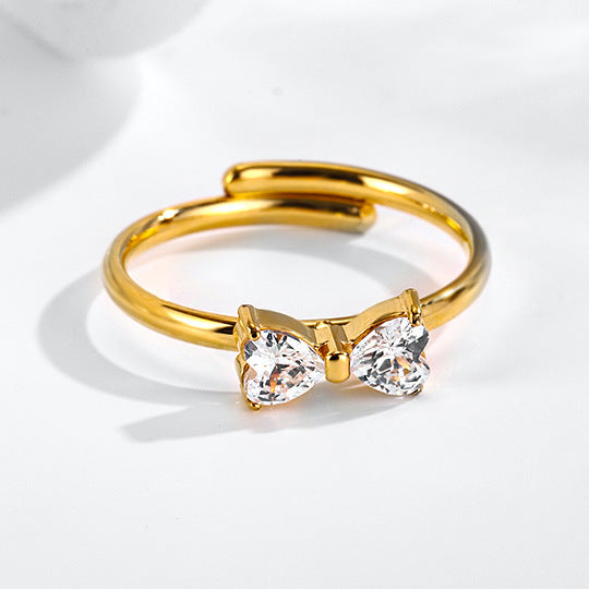 Stainless steel bow adjustable titanium ring does not fade