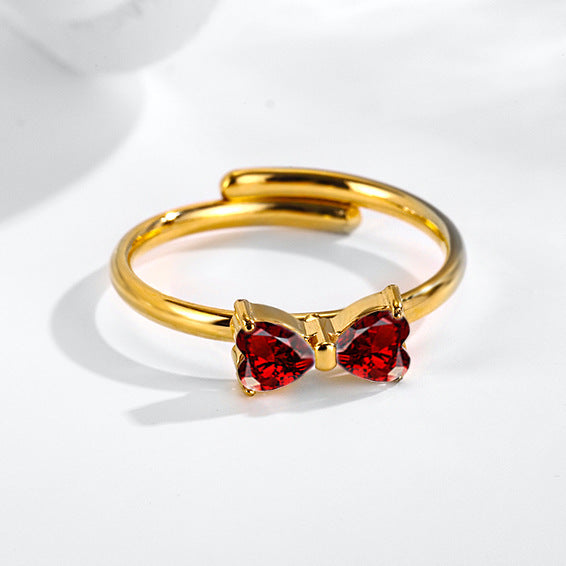 Stainless steel bow adjustable titanium ring does not fade