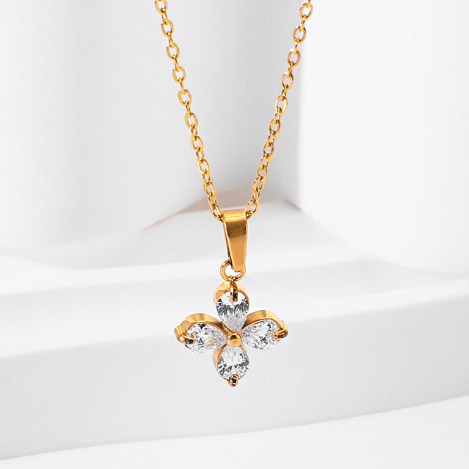 ジルコンチタンスチールカラーファストブレスレットネックレスリングイヤリングジュエリーセット