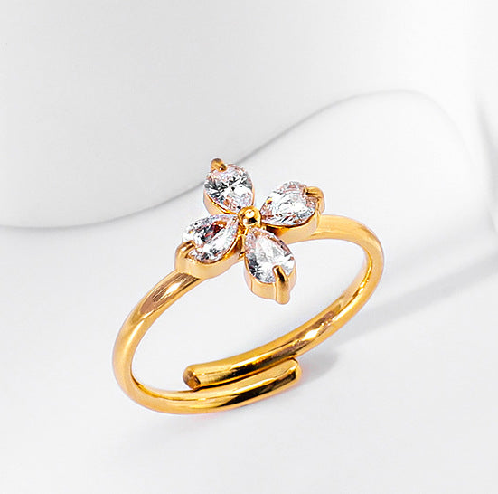 ジルコンチタンスチールカラーファストブレスレットネックレスリングイヤリングジュエリーセット