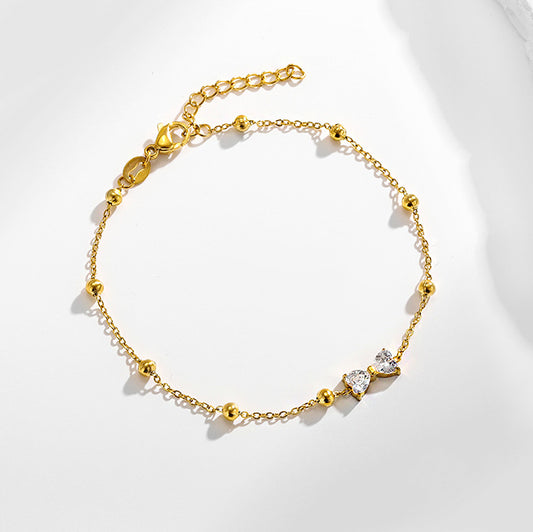 Stainless steel bow zircon bracelet earrings ring set of three