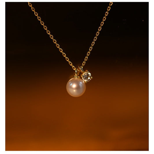 S925 Silver-plated 18K Gold Pearl Pearl Necklace