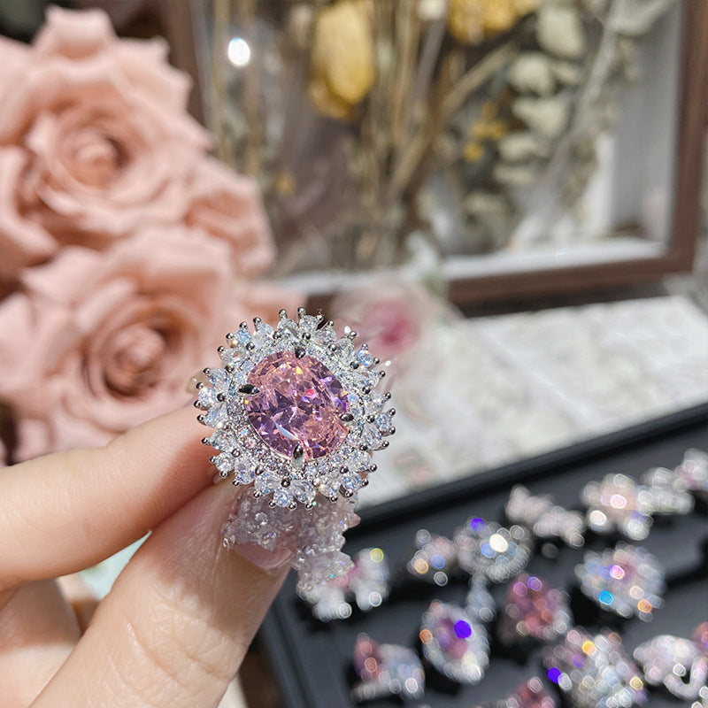 Pink zircon ring plated with 18K gold