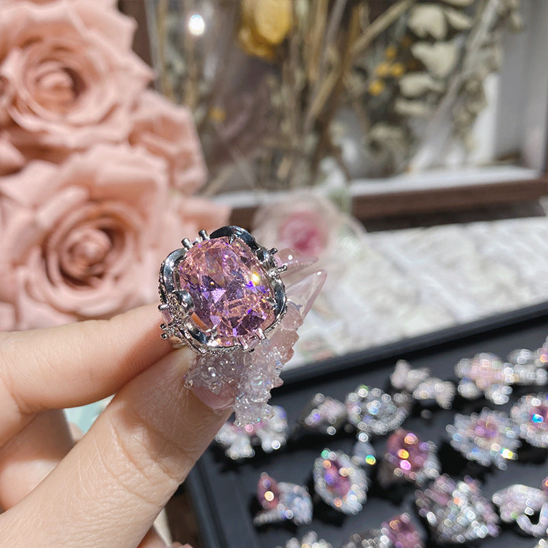 Pink zircon ring plated with 18K gold