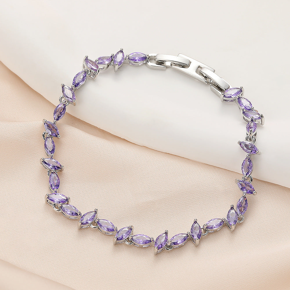 High quality zircon flower oval bracelet