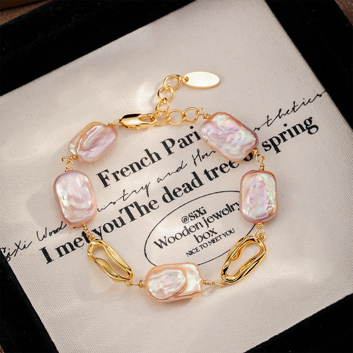 Copper plated 18k gold natural pearl bracelet does not fade.