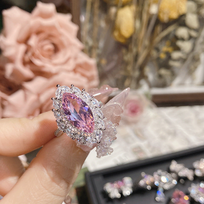 Pink zircon ring plated with 18K gold
