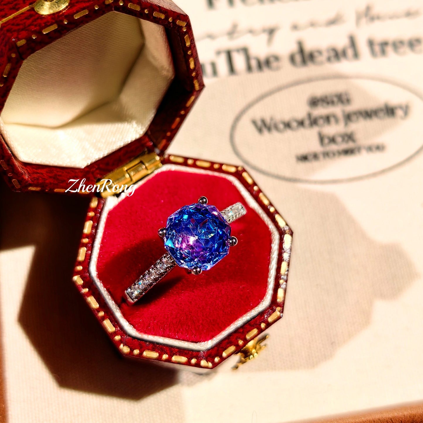 Roses inlaid with high carbon diamond colorful diamond necklace earrings ring set