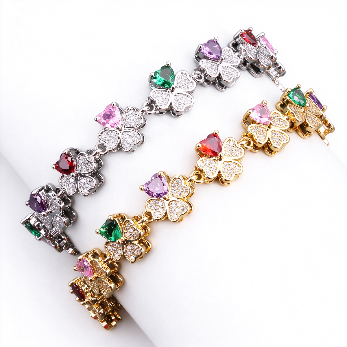 Colorful Cubic Zirconia Flower Bracelet