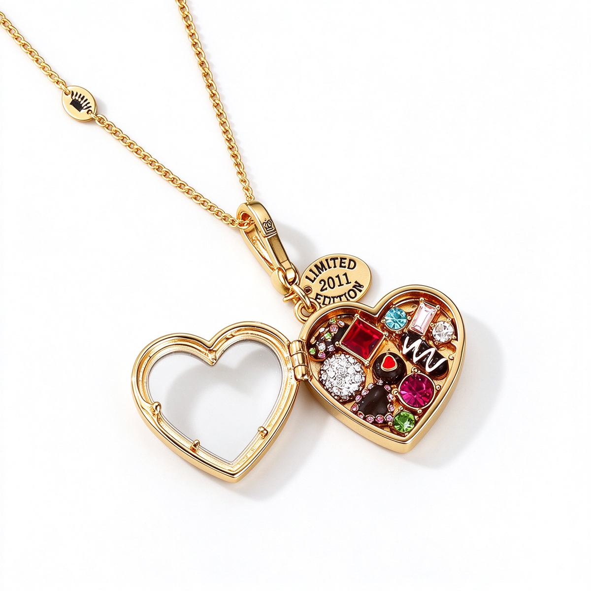 Openable Gold-Plated Pumpkin Car Jewelry Box, Book Heart Chocolate Box Pendant Keychain Sweater Chain Necklace
