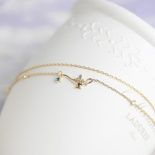 S925 sterling silver plated with 14K gold lamp double bracelet