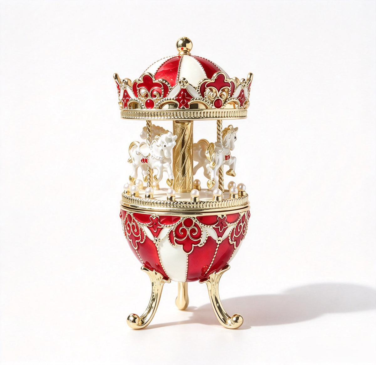 Enamel Carousel Jewelry Box, Proposal Ring Holder, Decorative Trinket Box For Gift