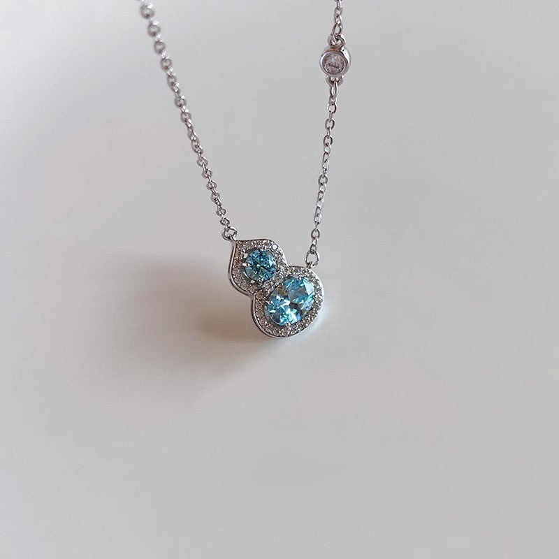 Super Flash Blue Crystal Gourd pendant necklace