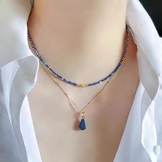 Natural lapis lazuli necklace earrings set