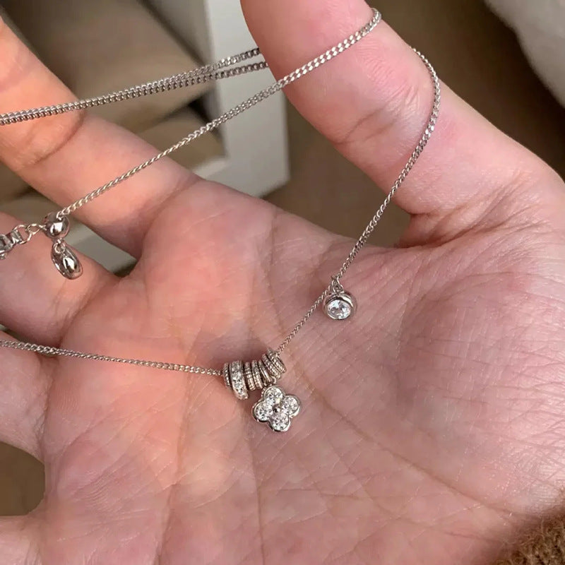 S925 sterling silver pendant flash diamond zircon necklace