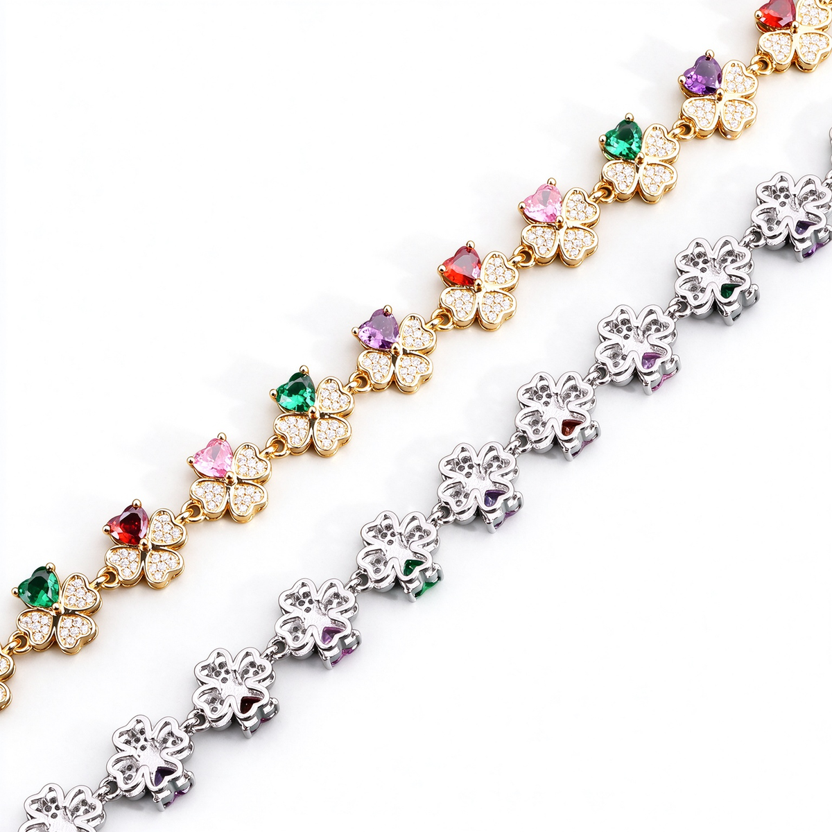 Colorful Cubic Zirconia Flower Bracelet