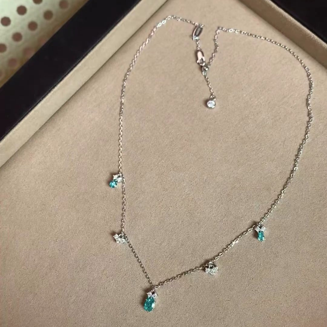 Sterling silver S925 Pallai Ba zircon drop necklace