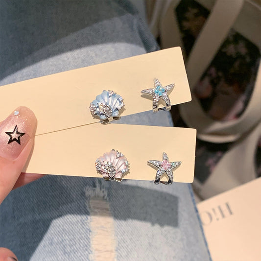 Blue starfish shell earrings