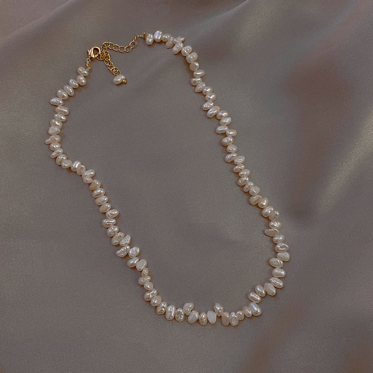 Baroque millet freshwater pearl gold-plated necklace bracelet