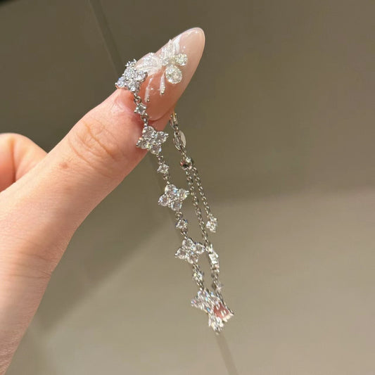 Sterling silver s925 high carbon diamond four-leaf clover bracelet