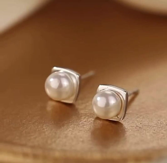 S999 sterling silver pearl earrings