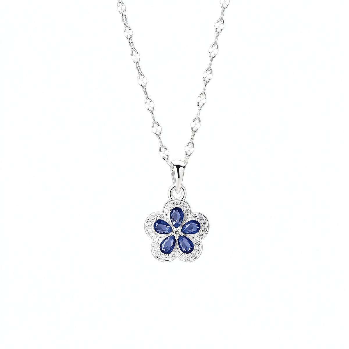 S925 Sterling Silver Flower Necklace