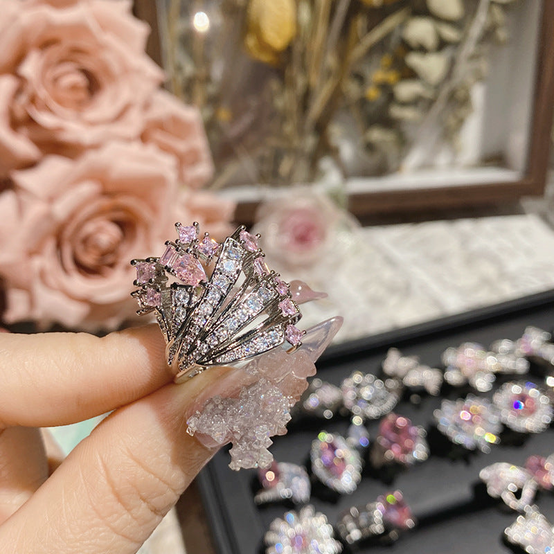 Pink zircon ring plated with 18K gold