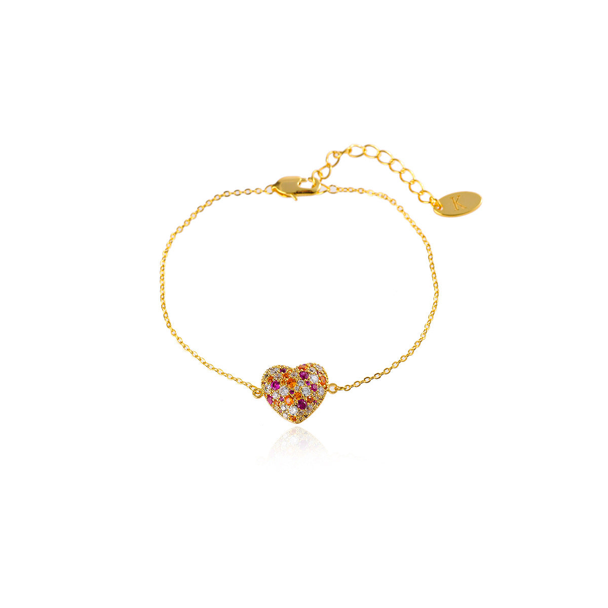 Love necklace bracelet earrings set with pink zircon