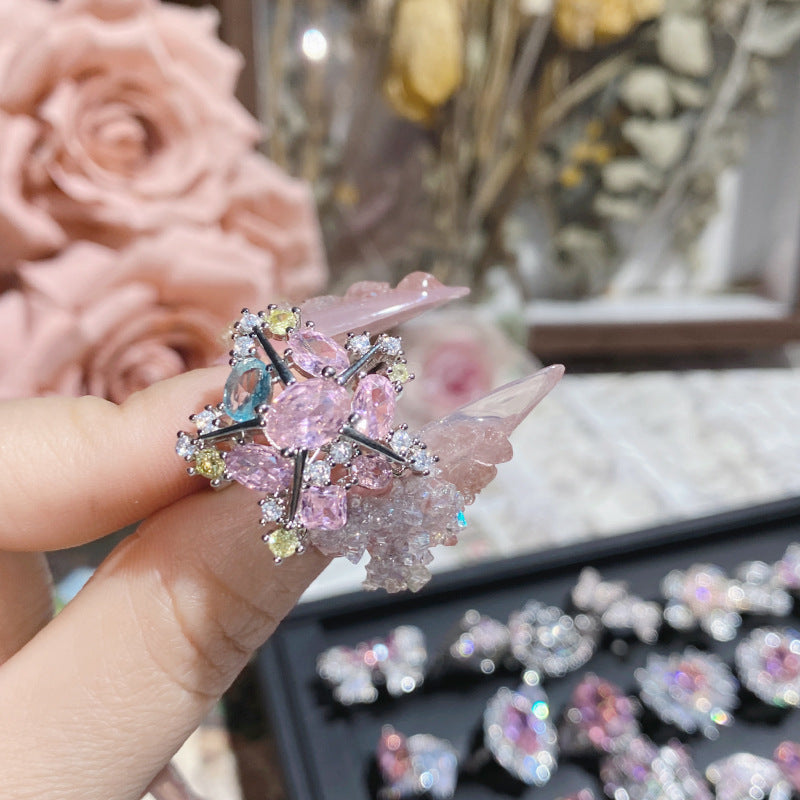 Pink zircon ring plated with 18K gold