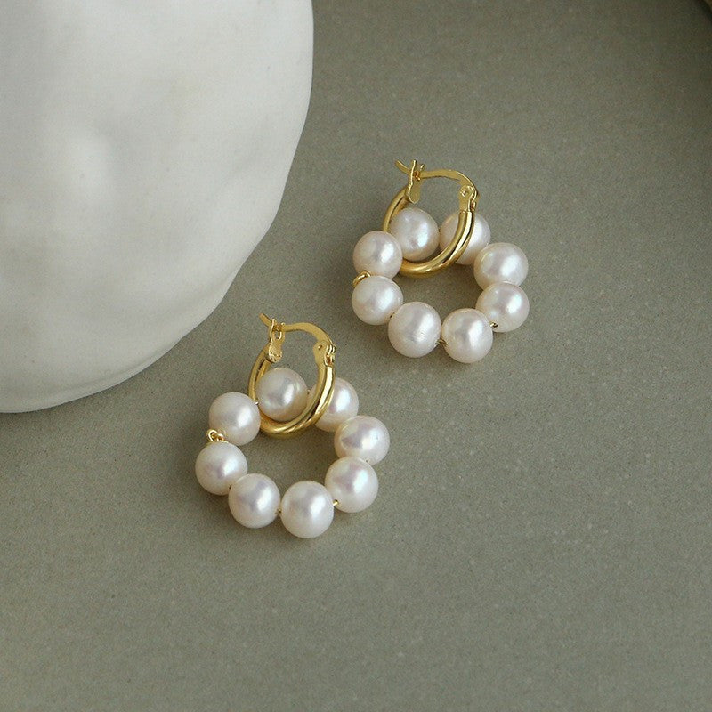 Natural freshwater pearl earrings S925 silver needle baroque irregular