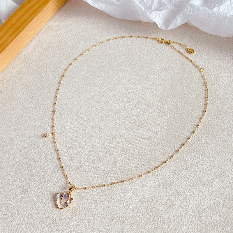 Copper-plated 18k gold oil painting pearl necklace